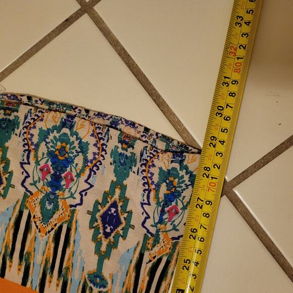 Zara Boho Patterned Lightweight Pants Women's Medium Summer Flare Elastic Waist - Picture 11 of 12